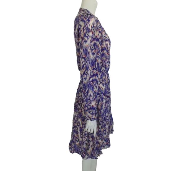 ISABEL MARANT ETOILE Shirt Dress, 38/6, Silk, Ikat print, Long sleeves, Purple - Picture 7 of 14